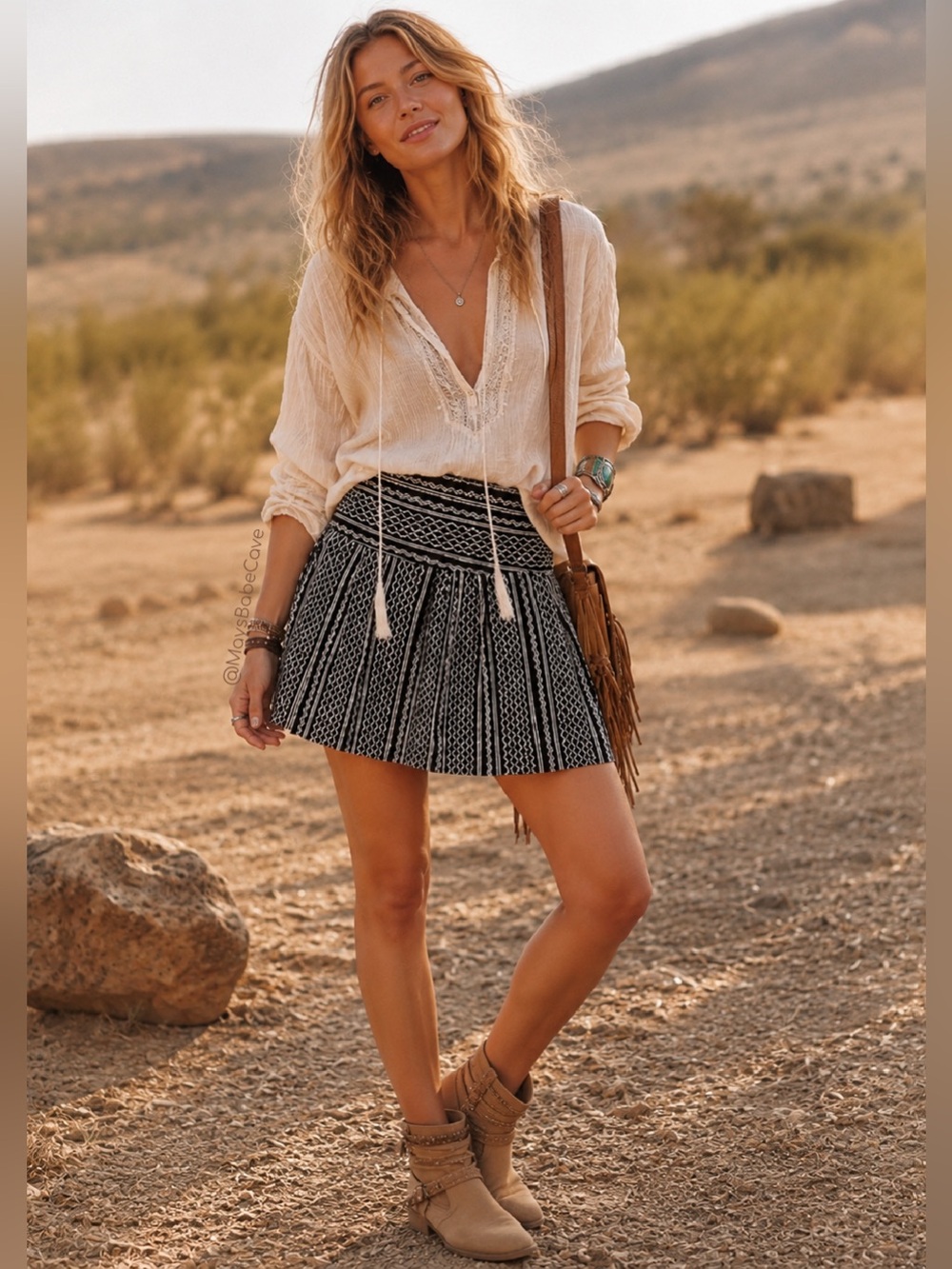Madewell Silk Black White Aztec Printed Mini Skirt - Picture 2 of 14